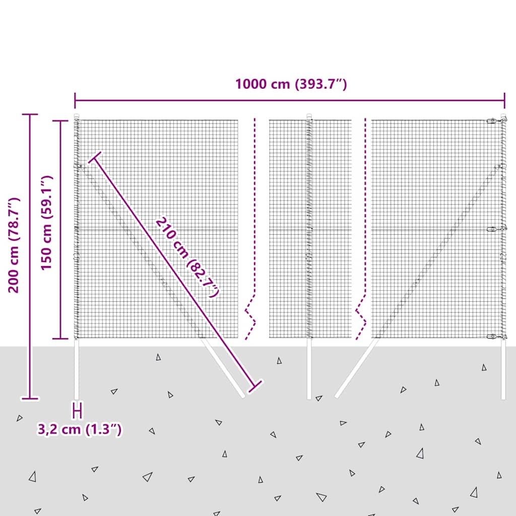 Temeljna zavarena žičana ograda 10 x 1,5 m (Š x V)