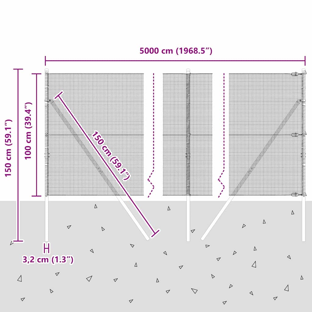 Temeljna zavarena žičana ograda 50 x 1 m Vruće pocinčani čelik