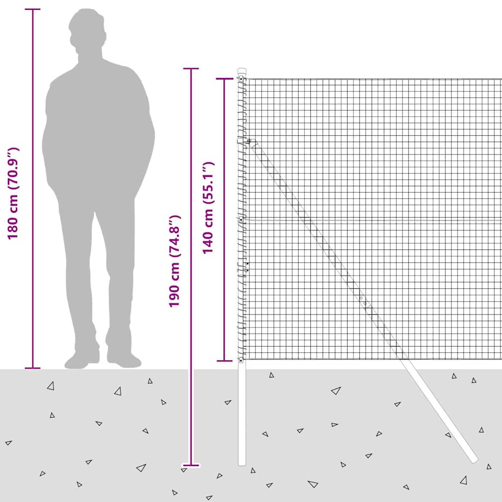 Temeljna zavarena žičana ograda 50 x 1,4 m Srebrna Mreža