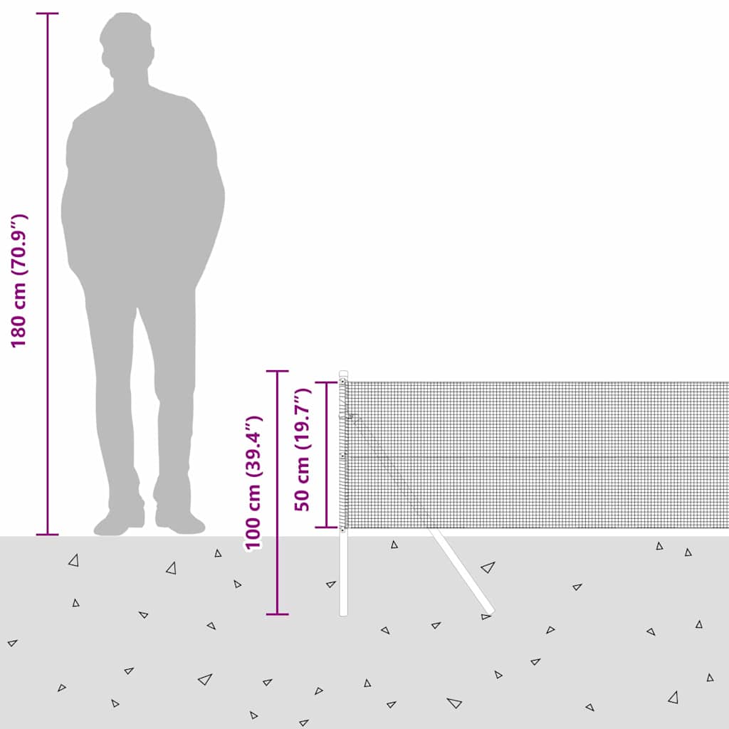 Temeljna zavarena žičana ograda 100 x 0,5 m Srebrna Mreža