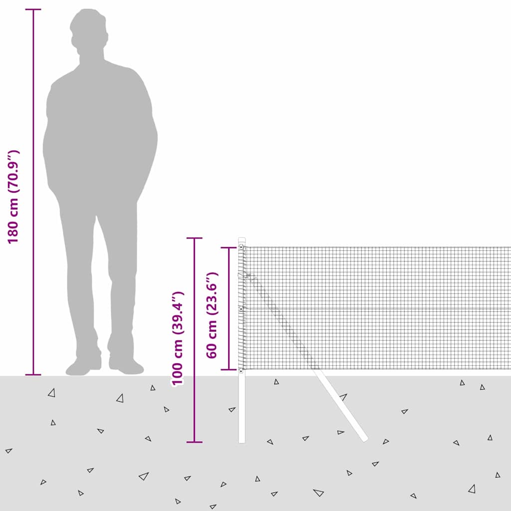 Temeljna zavarena žičana ograda 50 x 0,6 m (Š x V)