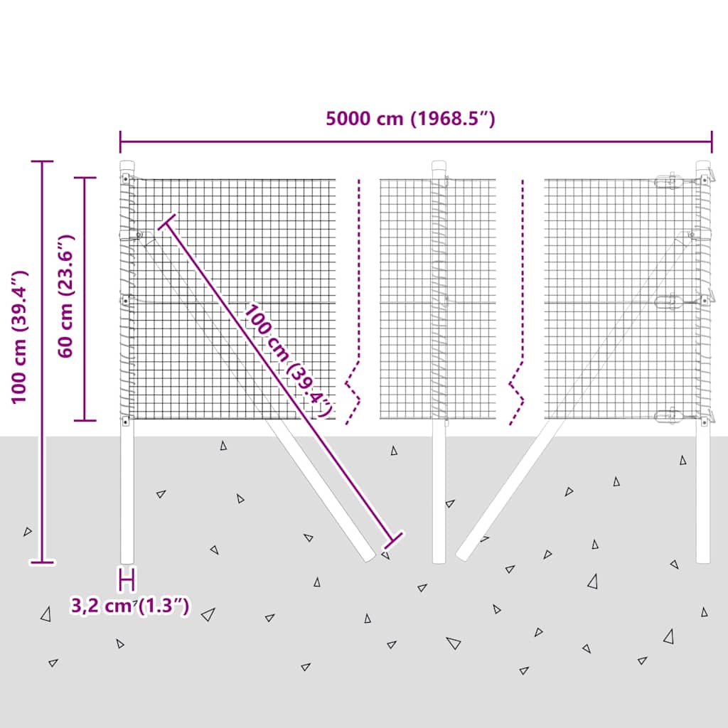 Temeljna zavarena žičana ograda 50 x 0,6 m Zelena Mreža