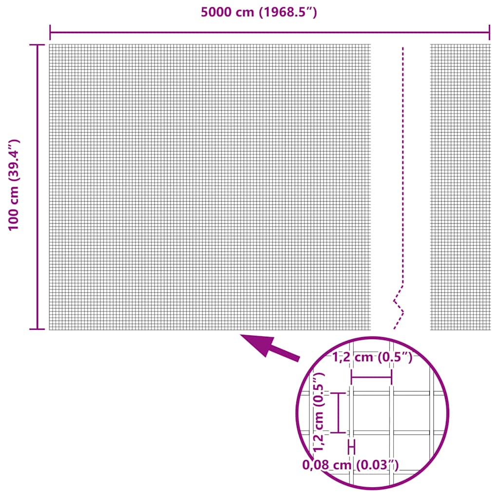 Temeljna zavarena žičana ograda 50 x 1 m Čelik premazan PVC-om