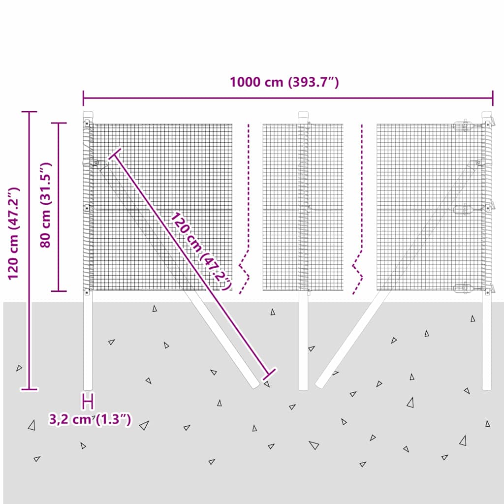 Temeljna zavarena žičana ograda 10 x 0,8 m Siva Mreža