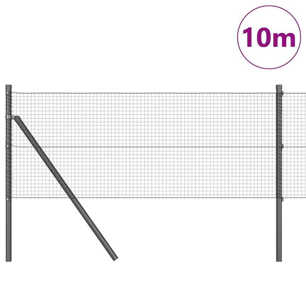 Temeljna zavarena žičana ograda 10 x 0,8 m Siva Mreža