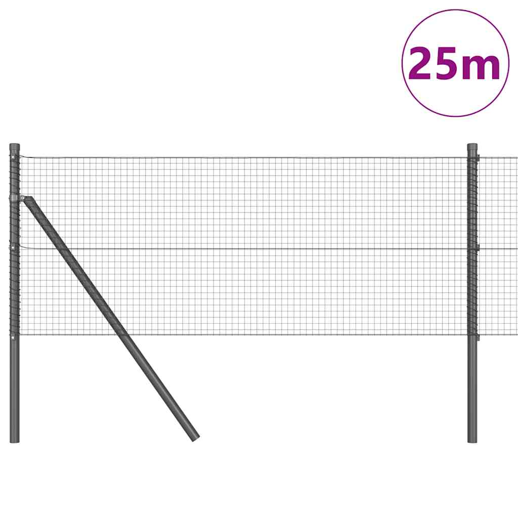 Temeljna zavarena žičana ograda 25 x 0,6 m Siva Mreža