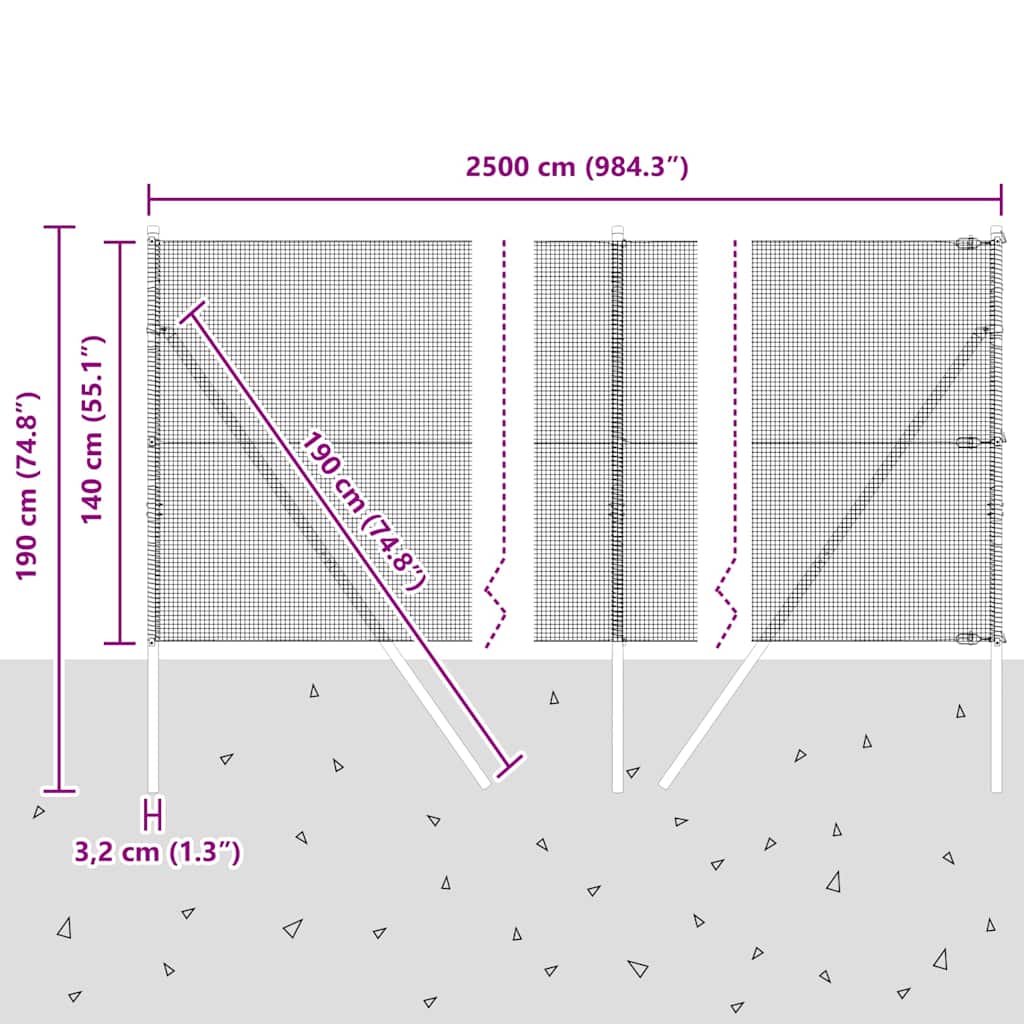 Temeljna zavarena žičana ograda 25 x 1,4 m Siva Mreža