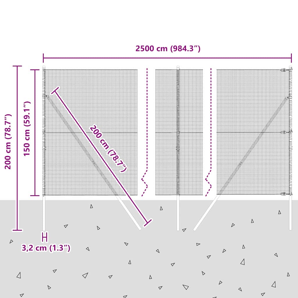 Temeljna zavarena žičana ograda 25 x 1,5 m (Š x V)