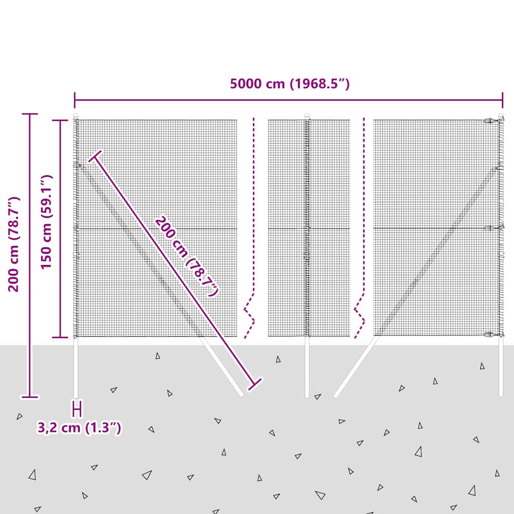 Stup za ogradu Siva 50 x 1,5 m (16 x 16 mm mreža) Čelik i PVC