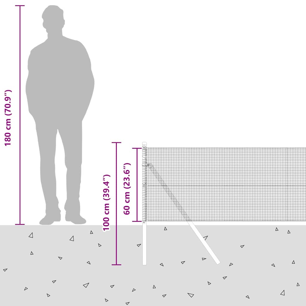Temeljna zavarena žičana ograda 100 x 0,6 m Siva Mreža