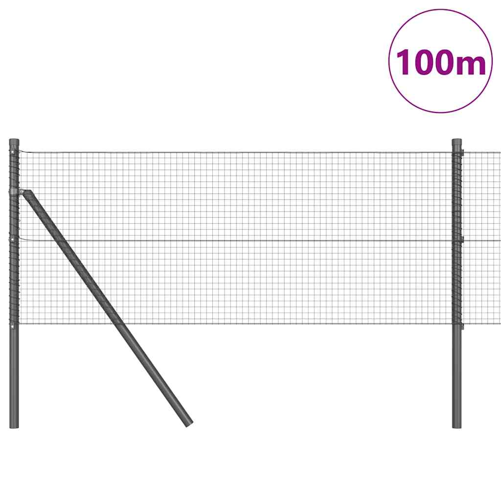 Temeljna zavarena žičana ograda 100 x 0,8 m Siva Mreža