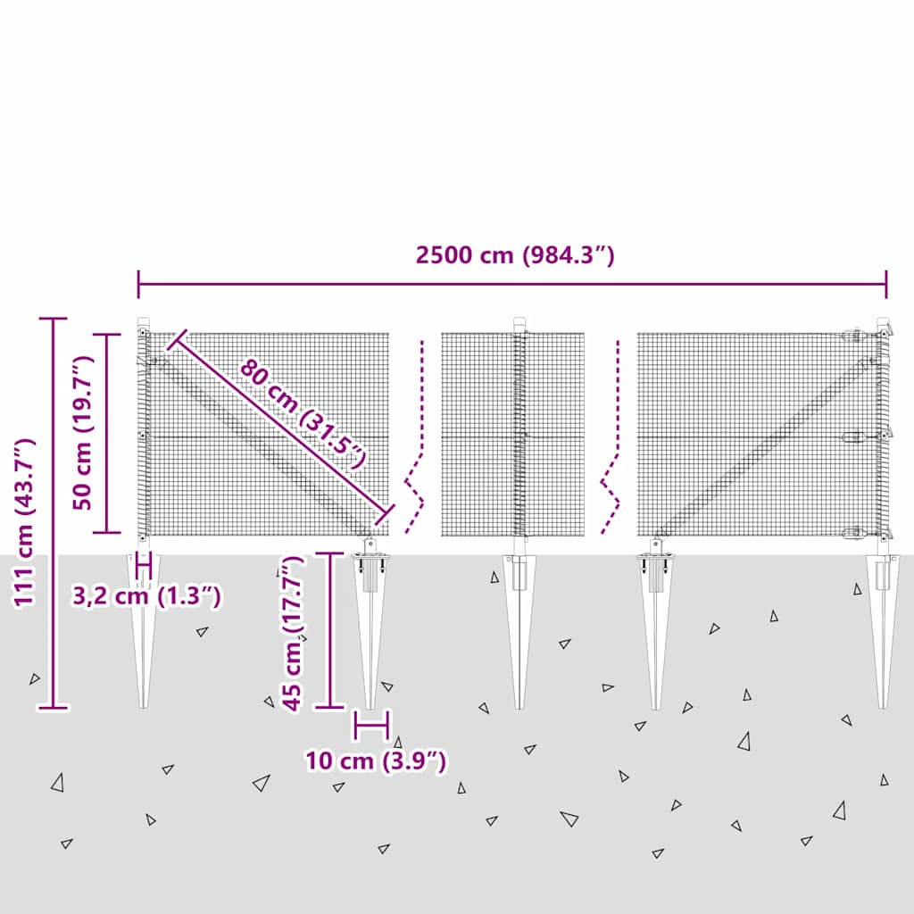 Zavareno žičano ograđivanje s bodljama 25 x 0,5 m (Š x V)
