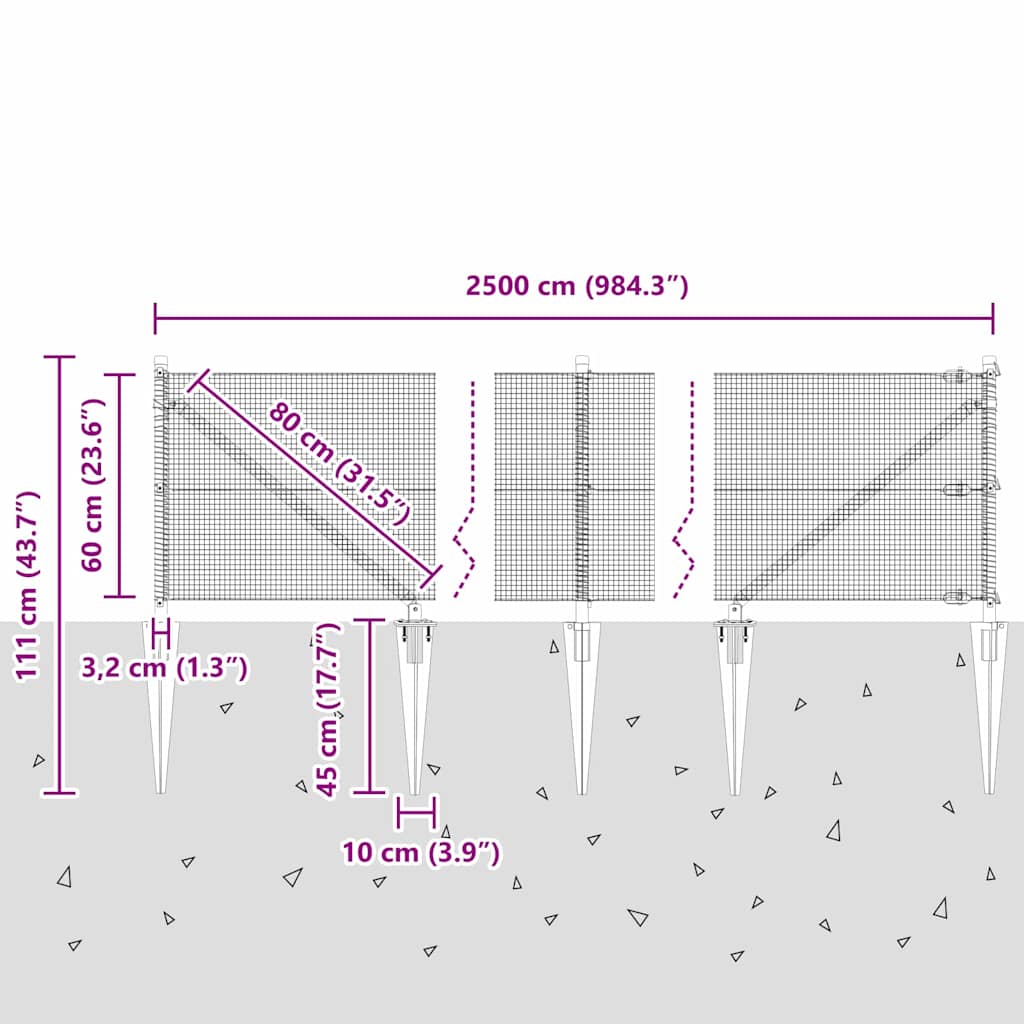 Zavareno žičano ograđivanje s bodljama 25 x 0,6 m Zelena Mreža