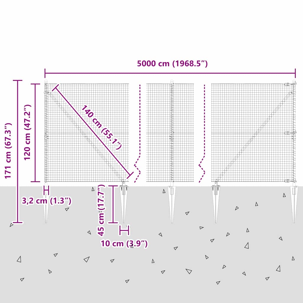 Zavareno žičano ograđivanje s bodljama 50 x 1,2 m Zelena Mreža