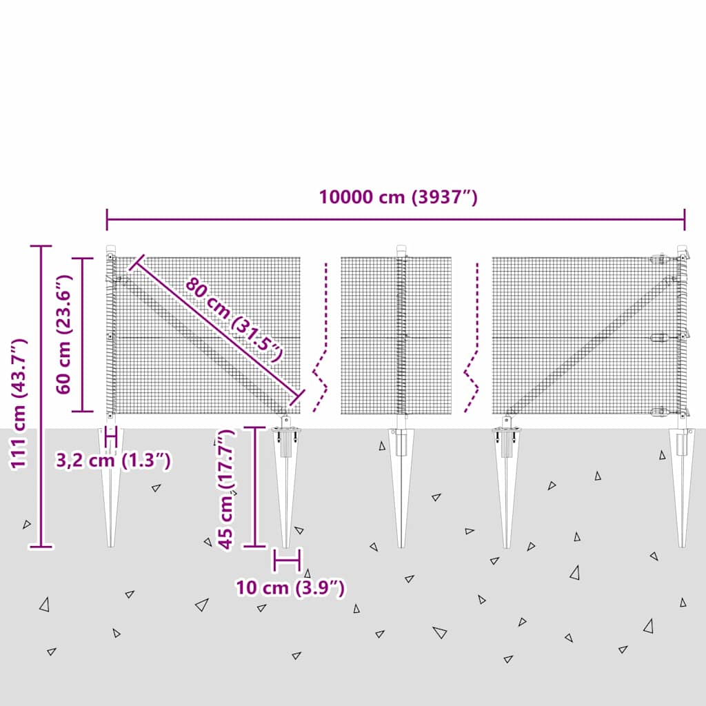 Zavareno žičano ograđivanje s bodljama 100 x 0,6 m Zelena Mreža