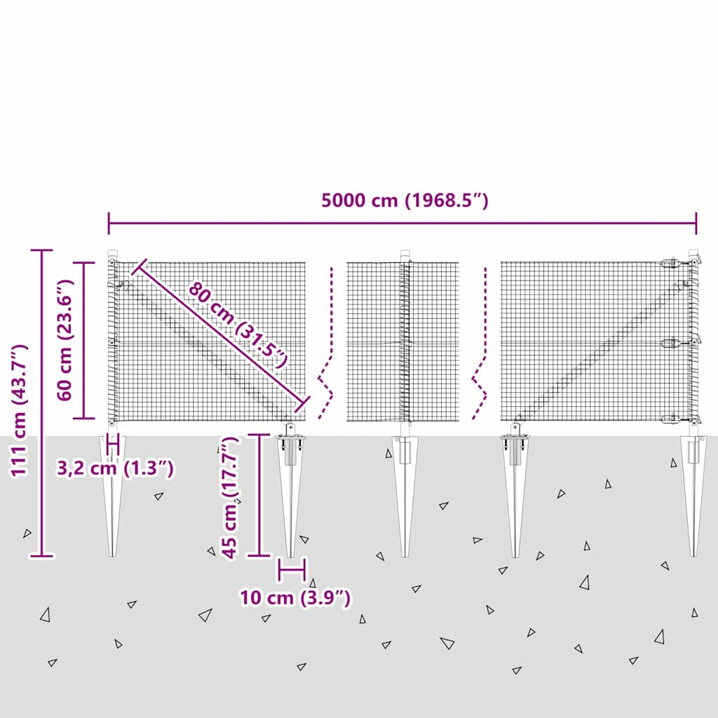 Zavareno žičano ograđivanje s bodljama 50 x 0,6 m Siva Mreža