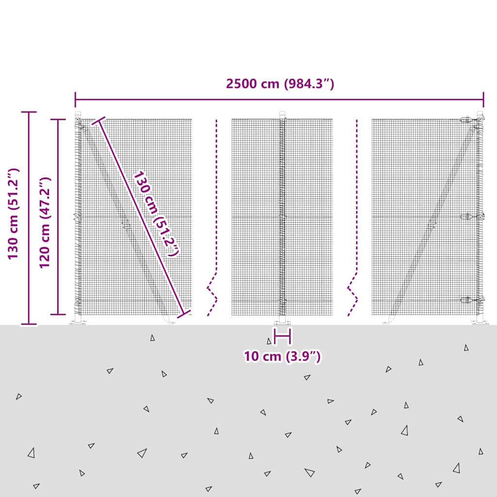 Zavareno žičano ogradno mreža s betonskom podlogom 25 x 1,2 m