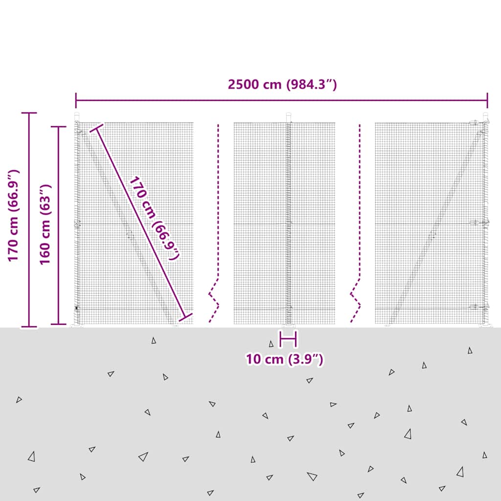 Zavareno žičano ogradno mreža s betonskom podlogom 25 x 1,6 m