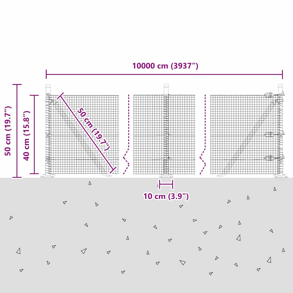 Zavareno žičano ogradno mreža s betonskom podlogom 100 x 0,4 m
