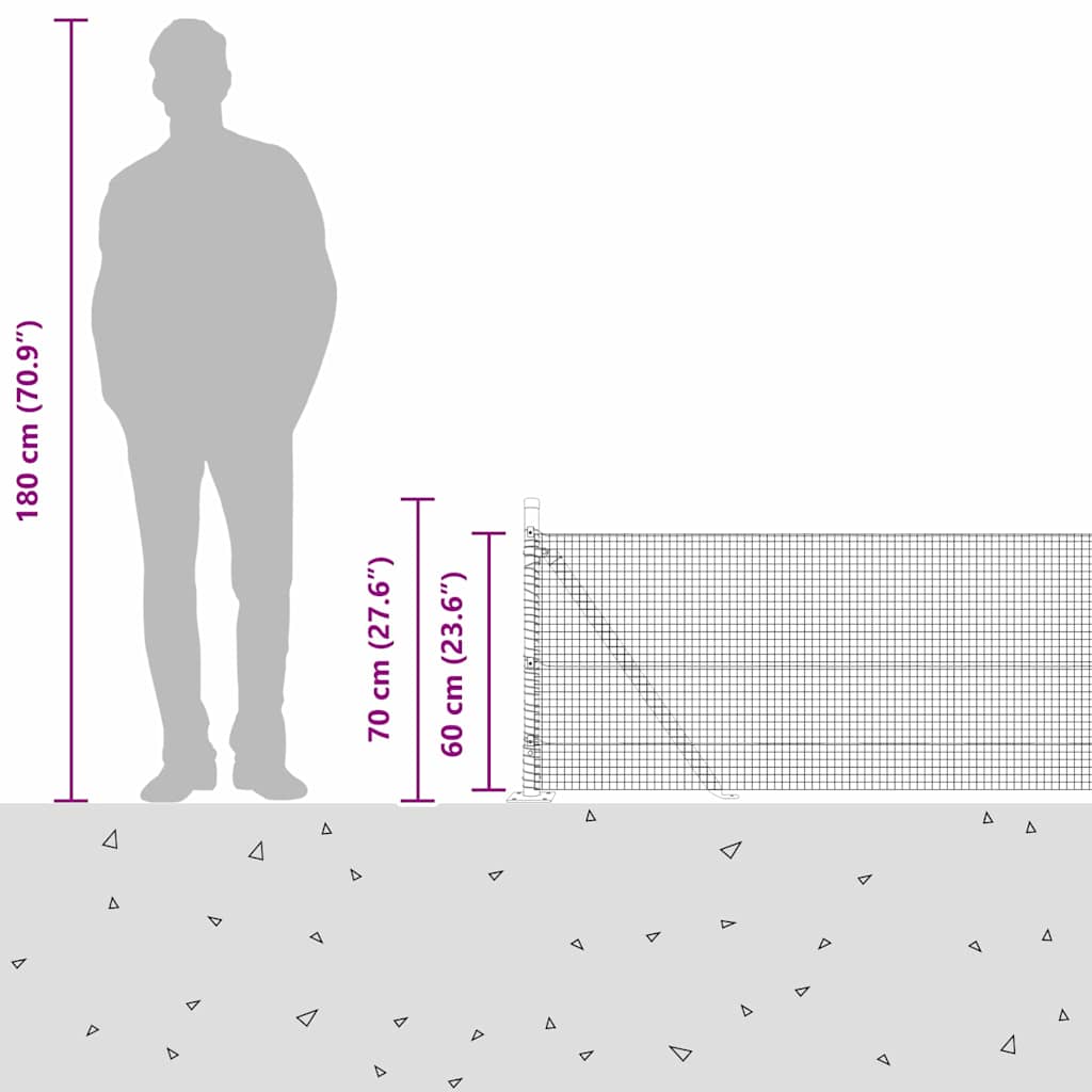 Zavareno žičano ogradno mreža s betonskom podlogom 100 x 0,6 m