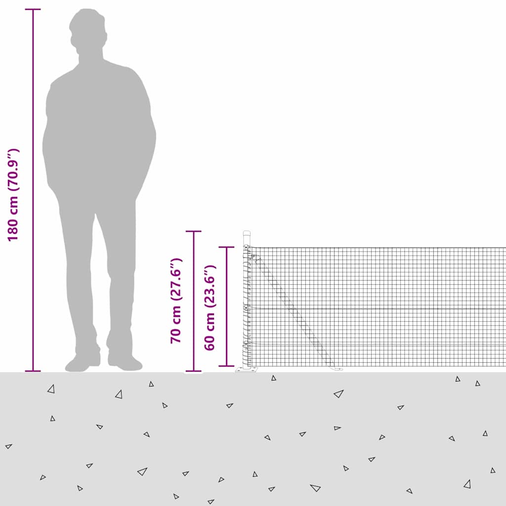 Zavareno žičano ogradno mreža s betonskom podlogom 100 x 0,6 m
