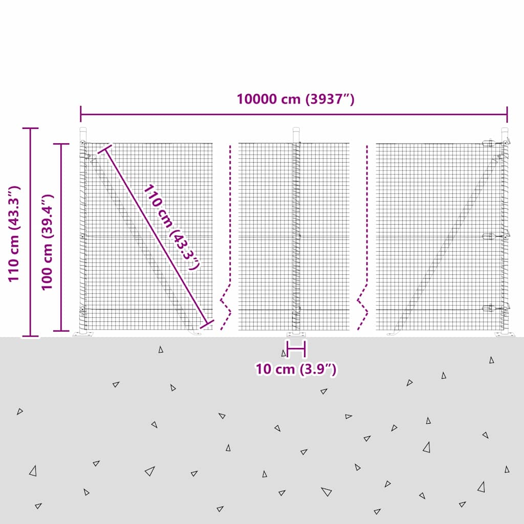 Zavareno žičano ogradno mreža s betonskom podlogom 100 x 1 m