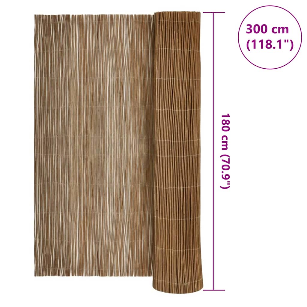 Ograda od vrbovog drveta Prirodna 180 x 300 cm Vrba