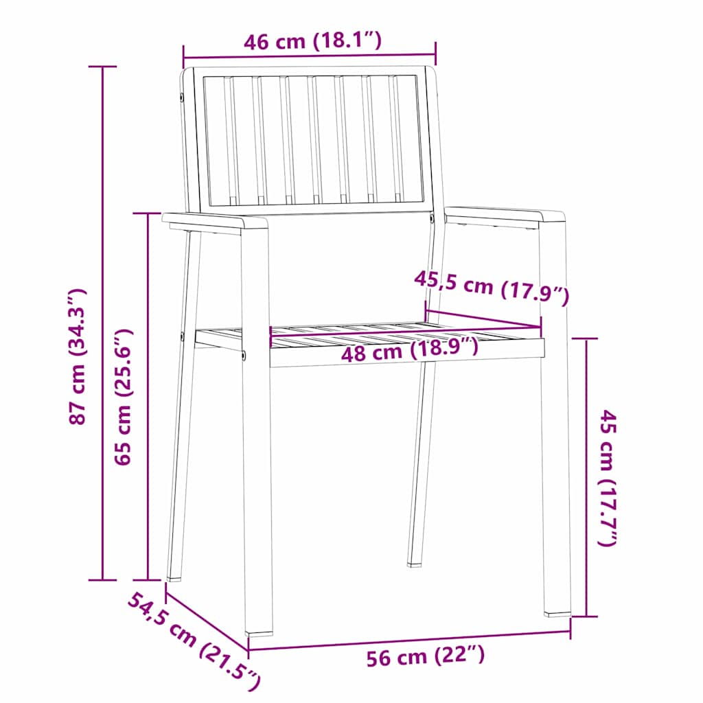 Vrtna stolica 2 pcs Smeđa 56 x 54,5 x 87 cm Čvrsto drvo akacije