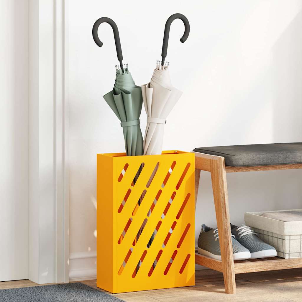 Stalak za kišobran žuta boja senfa 28 x 12 x 41 cm Čelik
