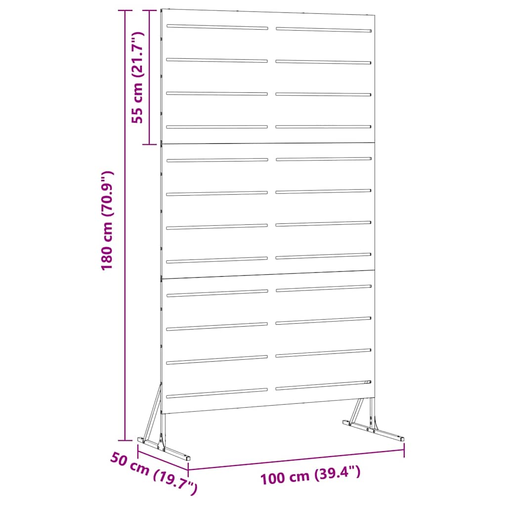 Zaslon za privatnost Crna 100 x 50 x 180 cm Čelik