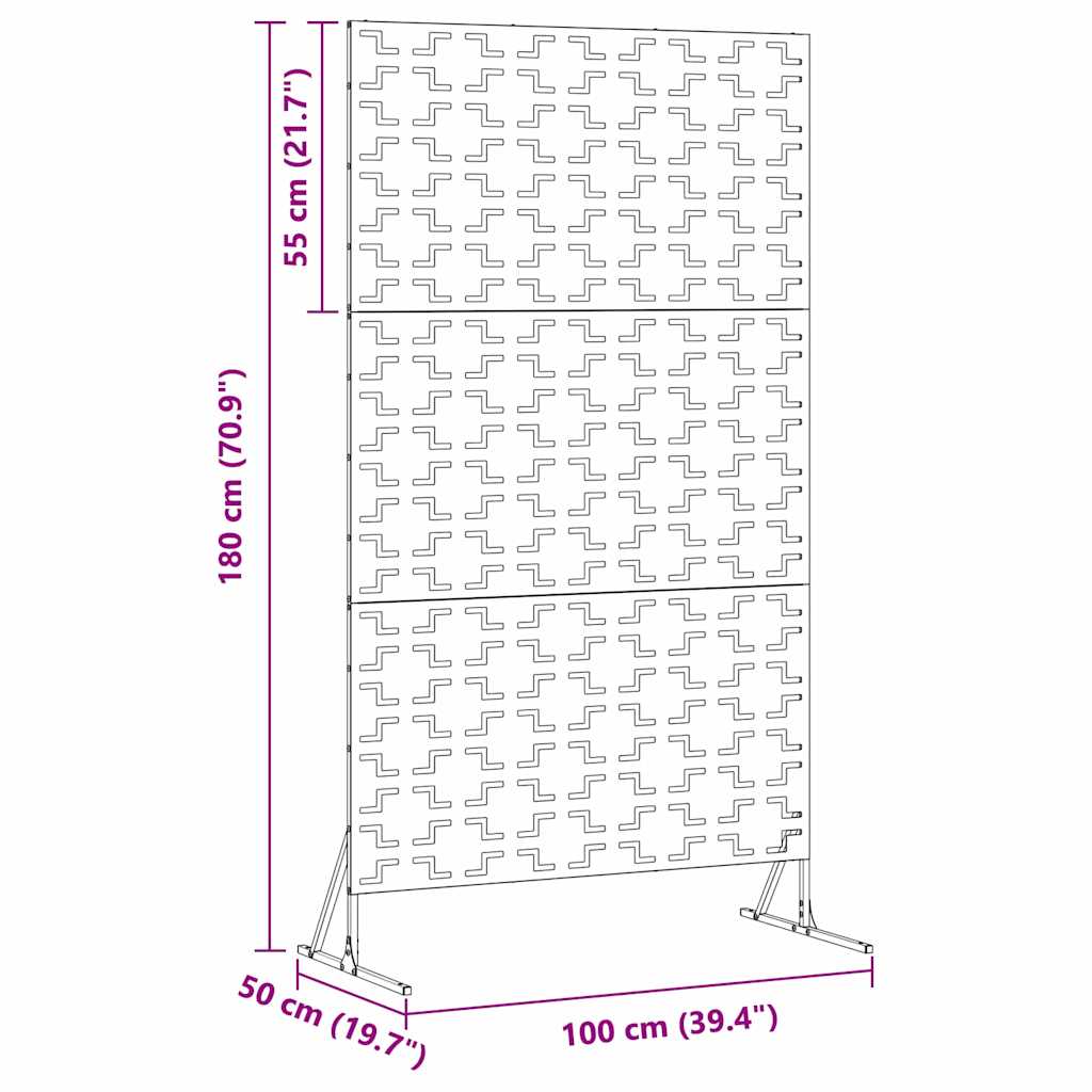 Zaslon za privatnost Crna 100 x 50 x 180 cm Čelik