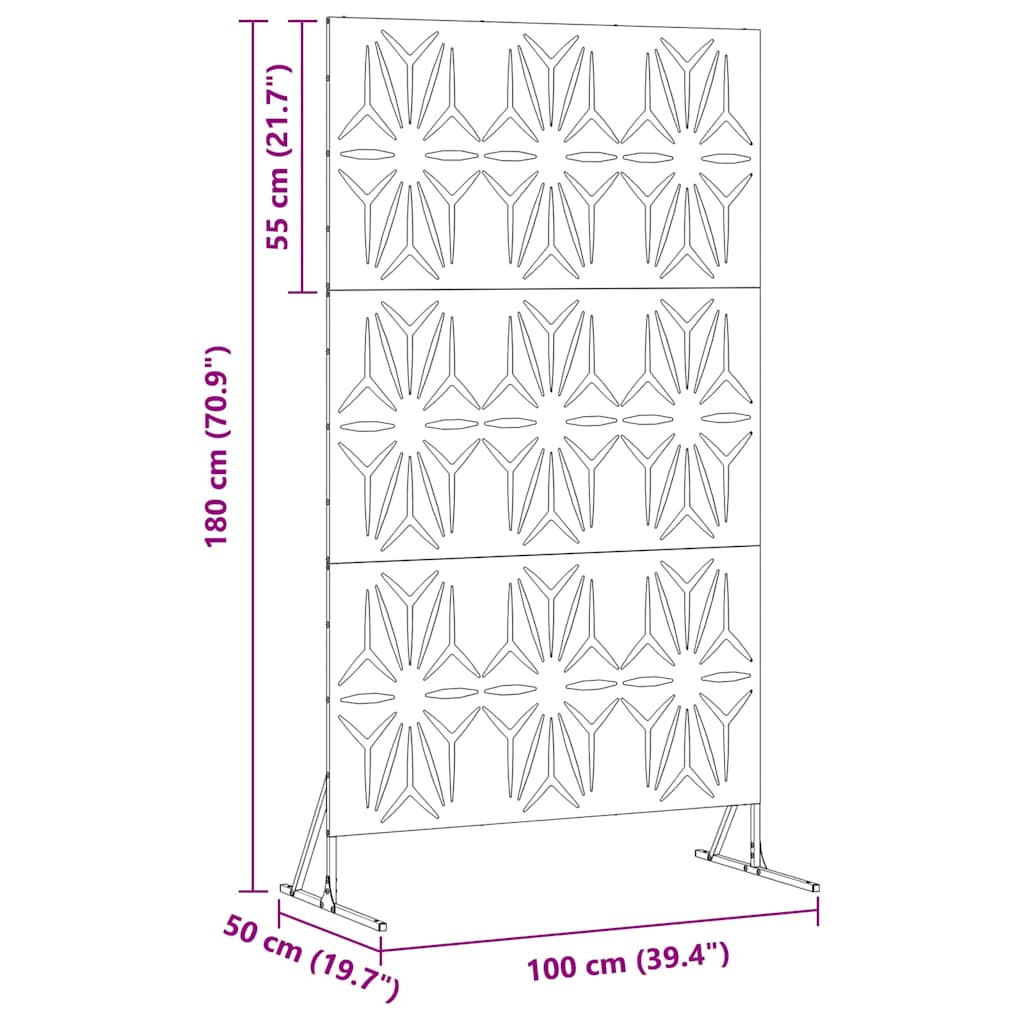 Zaslon za privatnost Crna 100 x 50 x 180 cm Čelik
