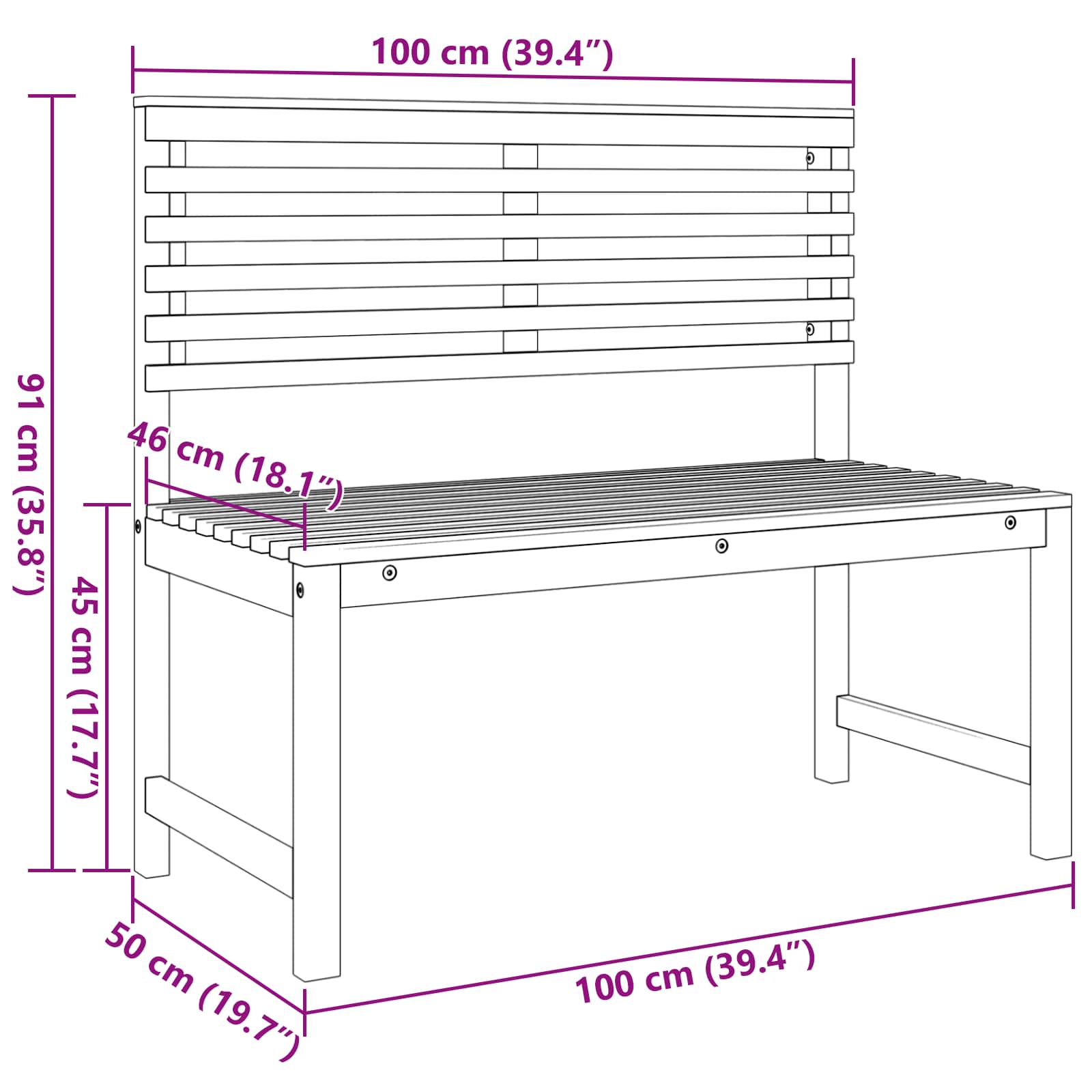 Vrtna stolica Smeđa 100 x 50 x 91cm Čvrsto drvo akacije