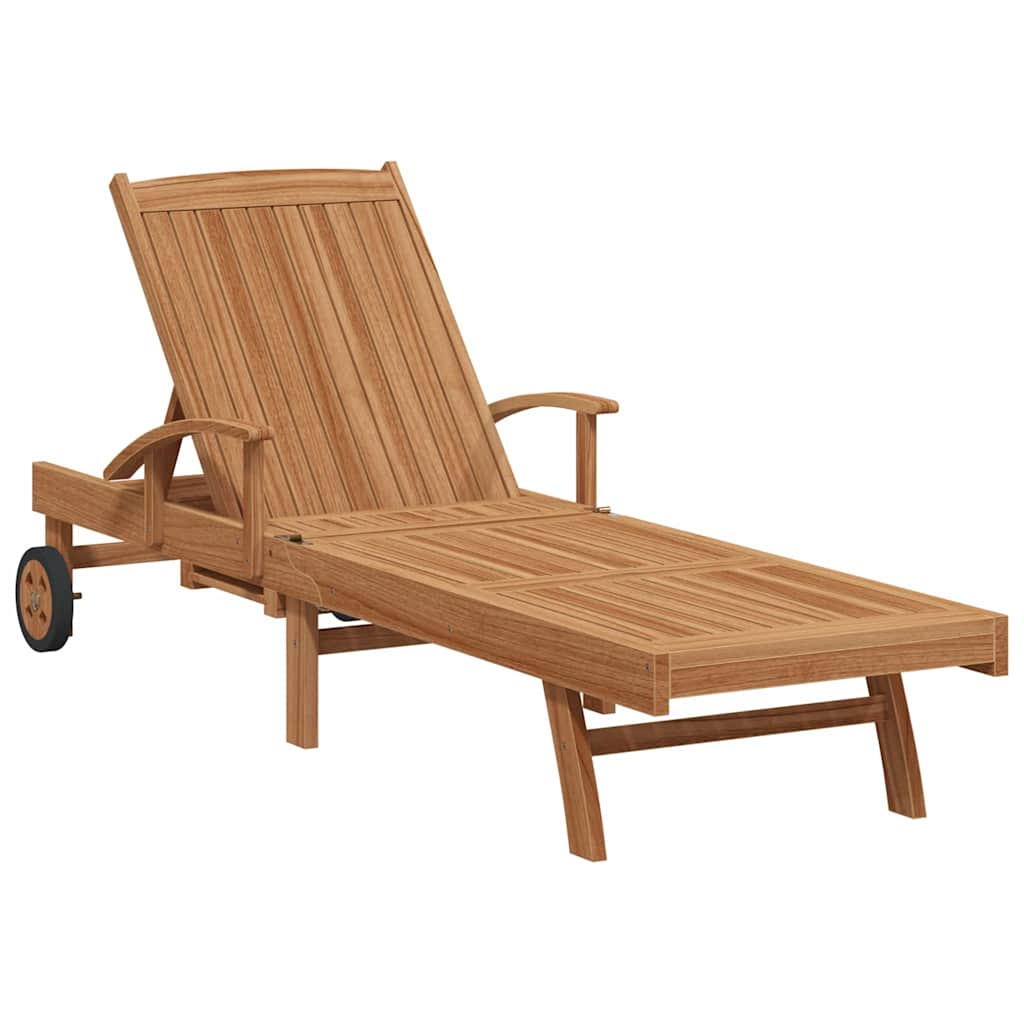 Ležaljka za sunčanje s jastukom 2 pcs Smeđa Čvrsto teak drvo