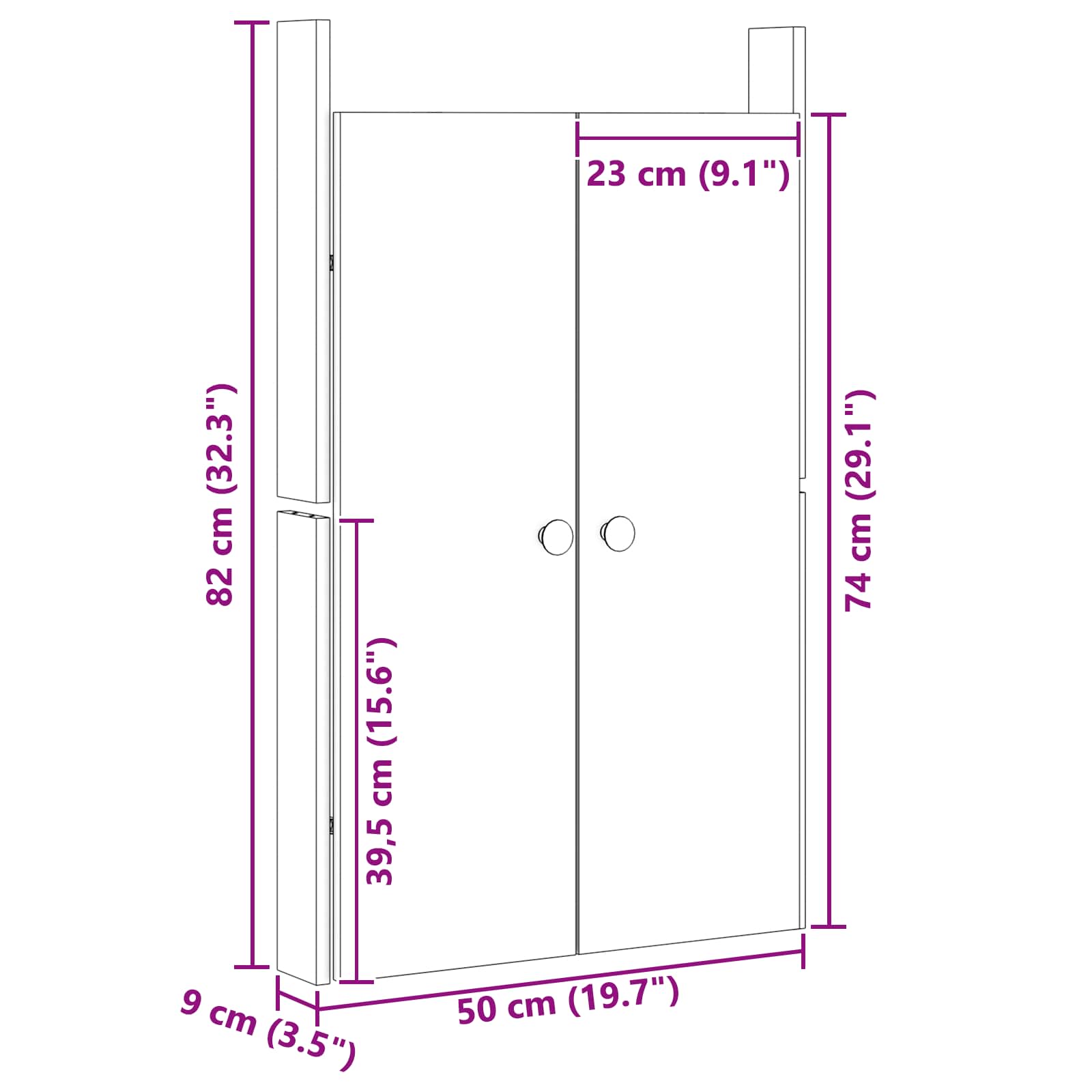 Kuhinjska vrata MEPPEL 2 pcs Bijelo 50 x 9 x 82 cm