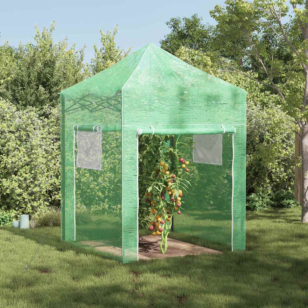 Staklenik s sklopivim okvirom Zelena 200 x 200 x 300 cm Željezo