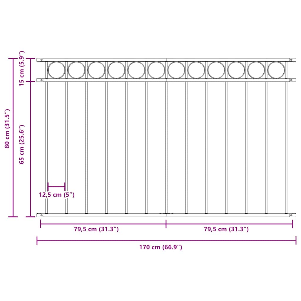 Element Ograde ASSEN Bijelo 170 x 80 cm Čelik