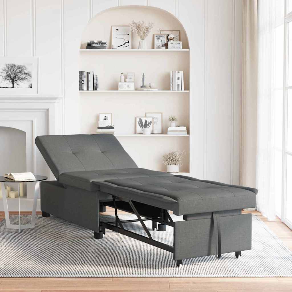 Krevet-sofa na razvlačenje Tamno siva 194 x 50 x 82 cm tkanina