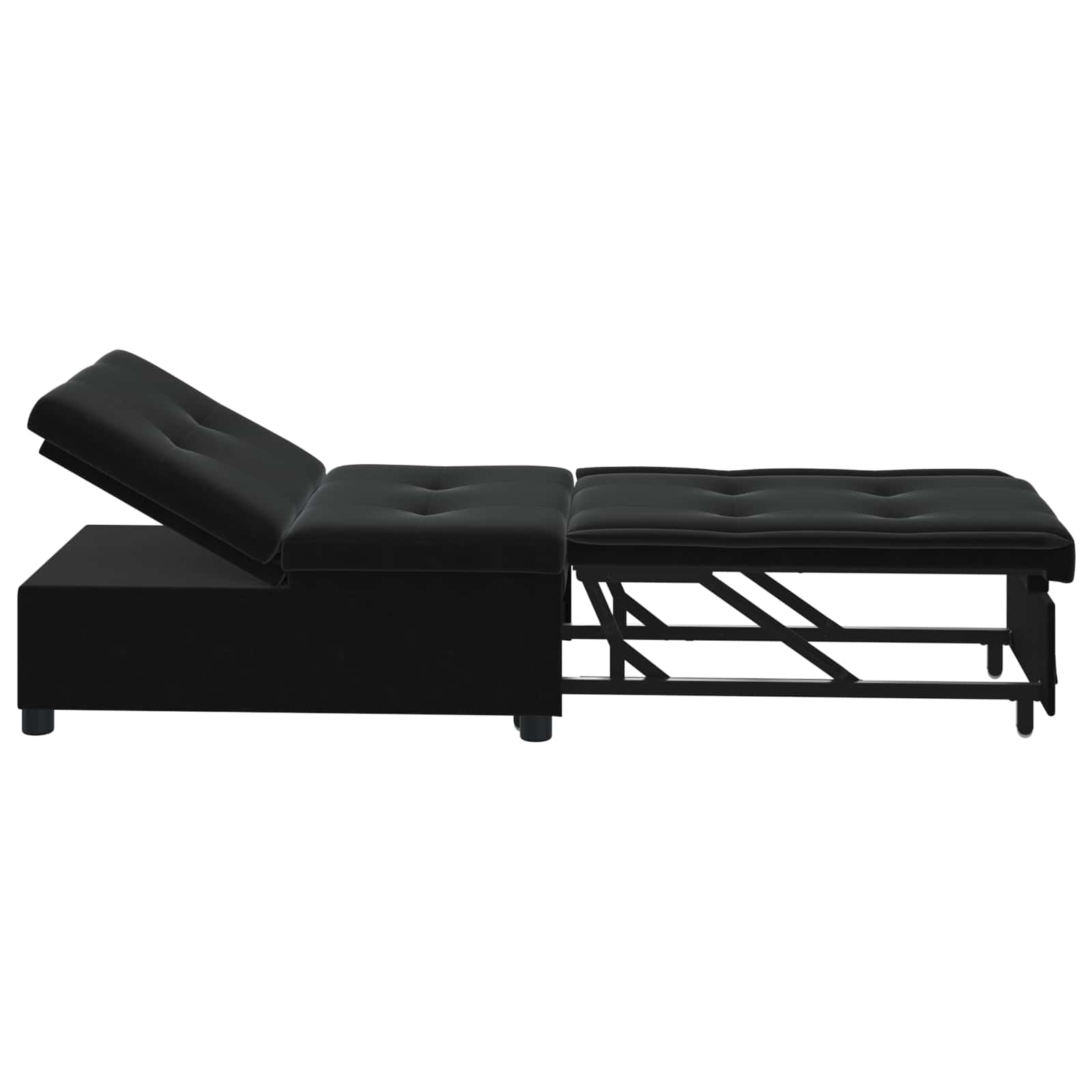 Krevet na razvlačenje Crna 194 x 67 x 82 cm Baršun