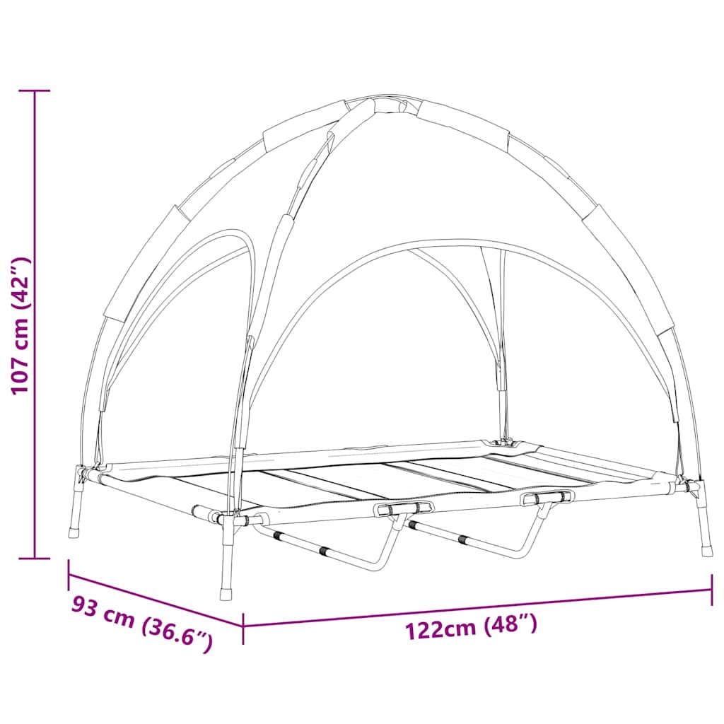 Krevet za psa Srebrno Siva 122 x 93 x 106,5 cm Čelik