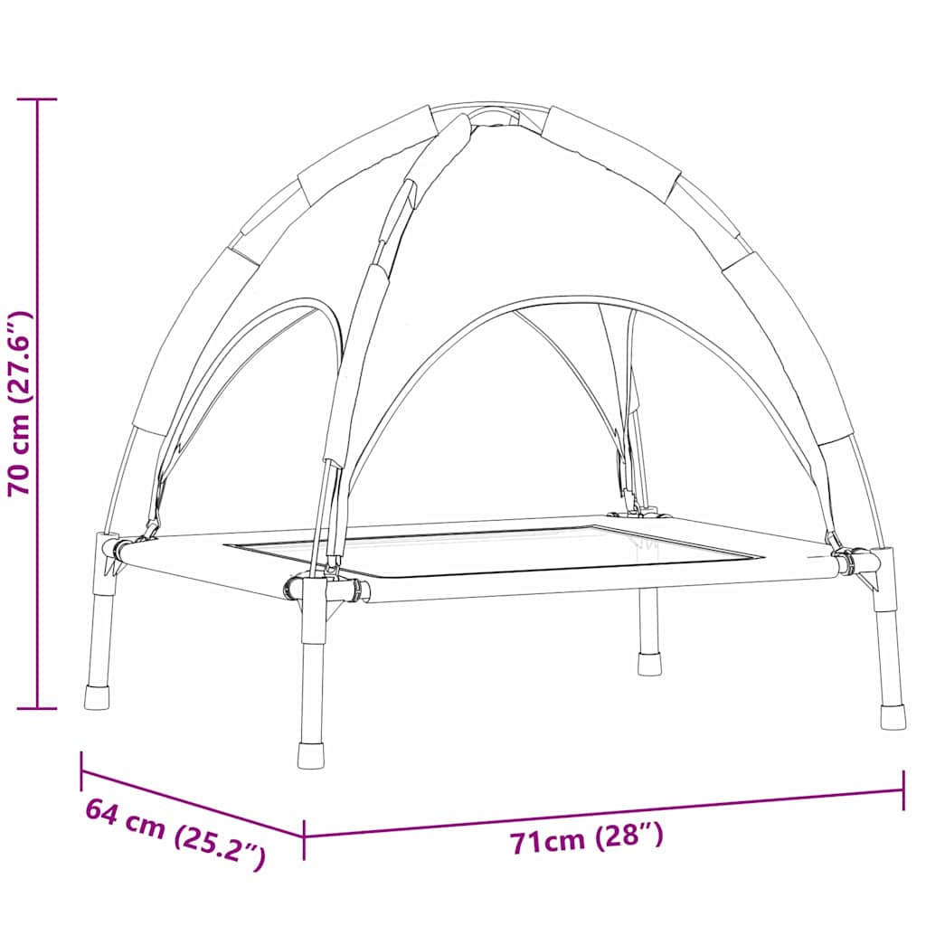 Krevet za psa Srebrno Siva 71 x 64 x 71 cm Čelik