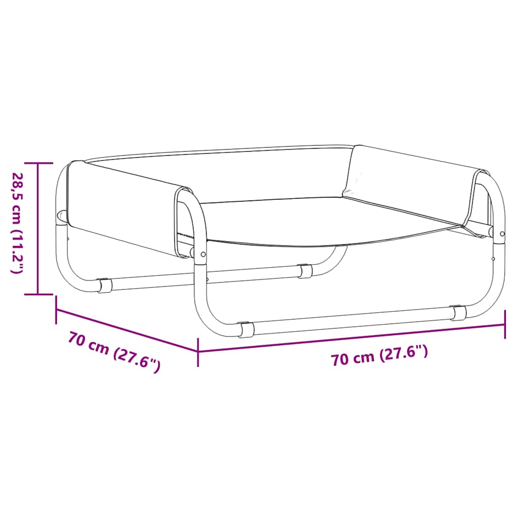 Krevet za psa Svijetlo siva 70 x 70 x 28,5 cm Čelik