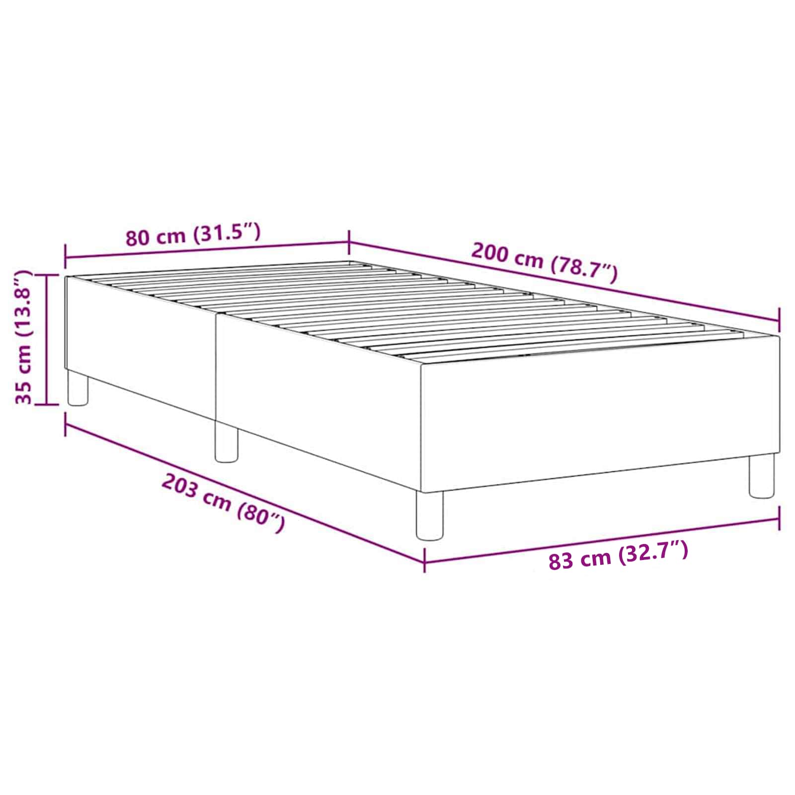 Krevetna platforma Tamno siva 80 x 200 cm Kordura tekstil
