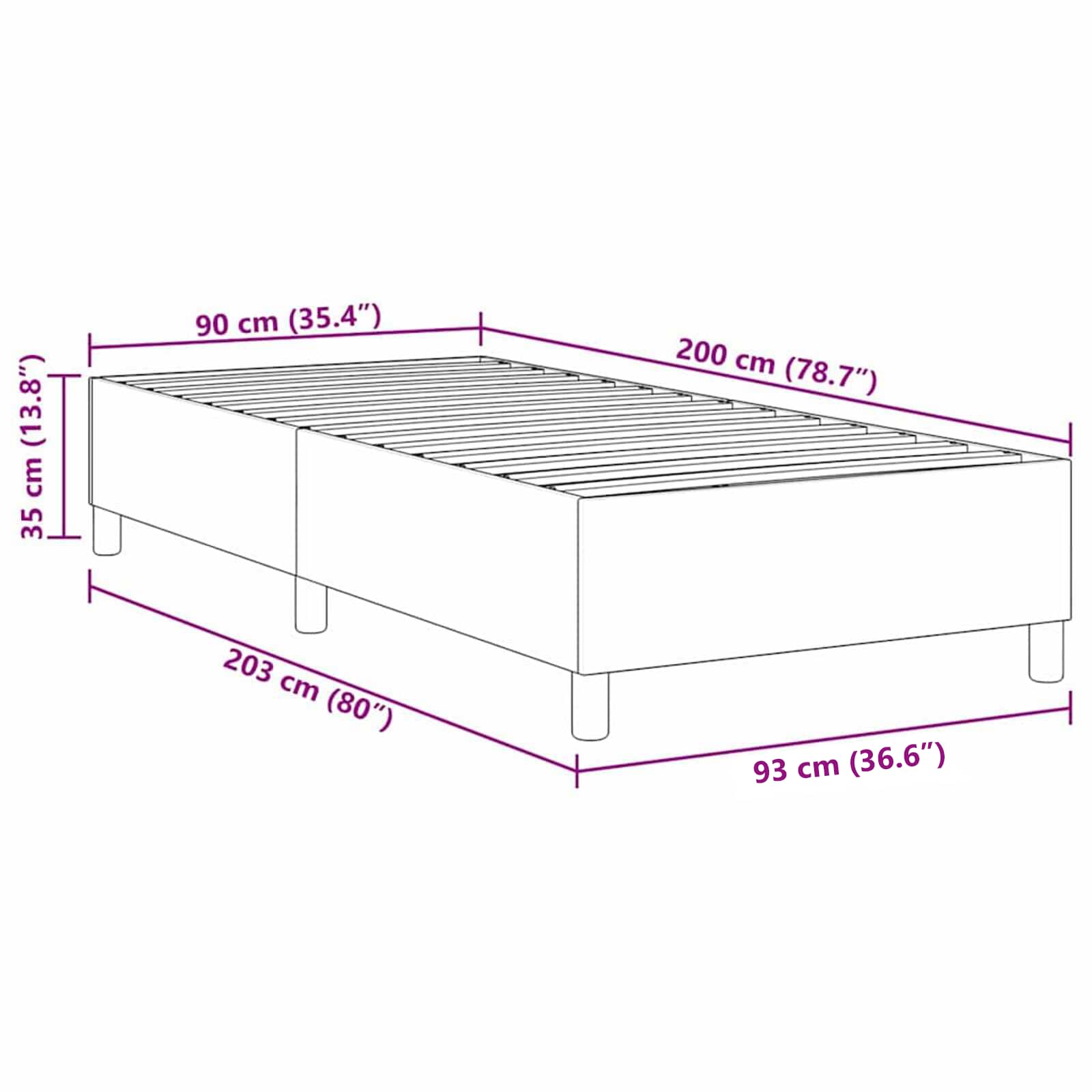 Krevetna platforma Krema 90 x 200 cm Kordura tekstil