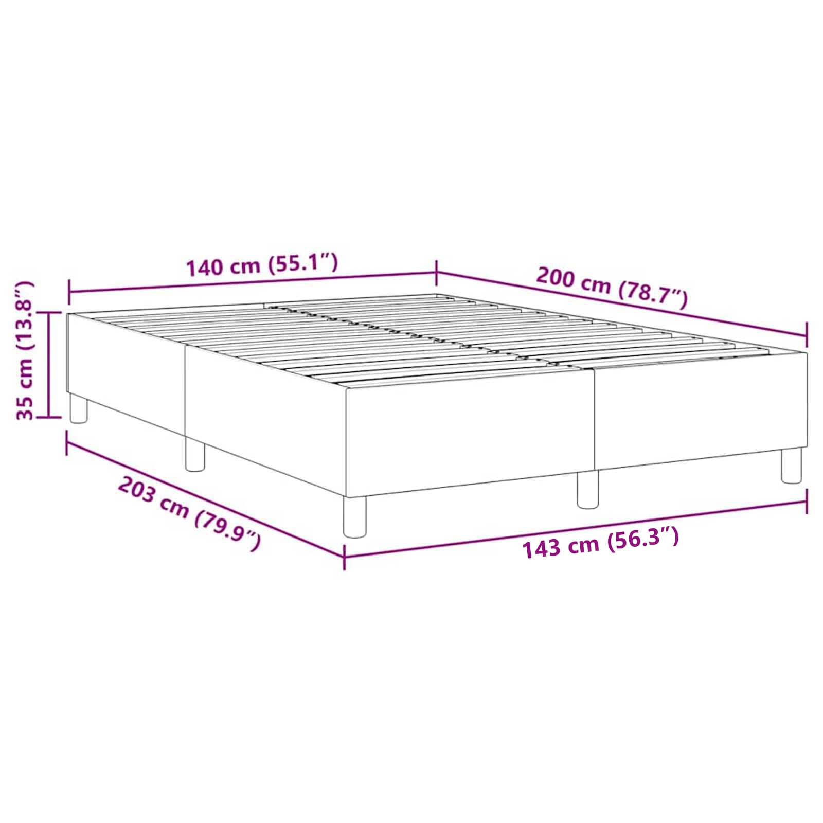 Krevetna platforma Krema 140 x 200 cm Kordura tekstil