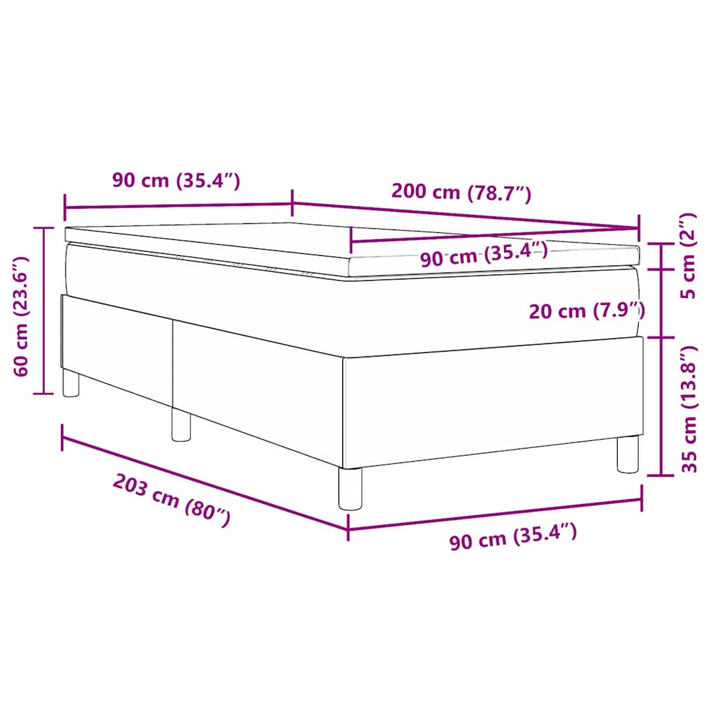 Krevet s opruga kutije Krema i bijela 90 x 200 cm