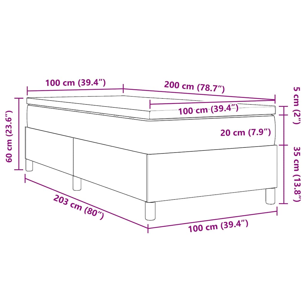 Krevet s opruga kutije Plava i bijela 100 x 200 cm