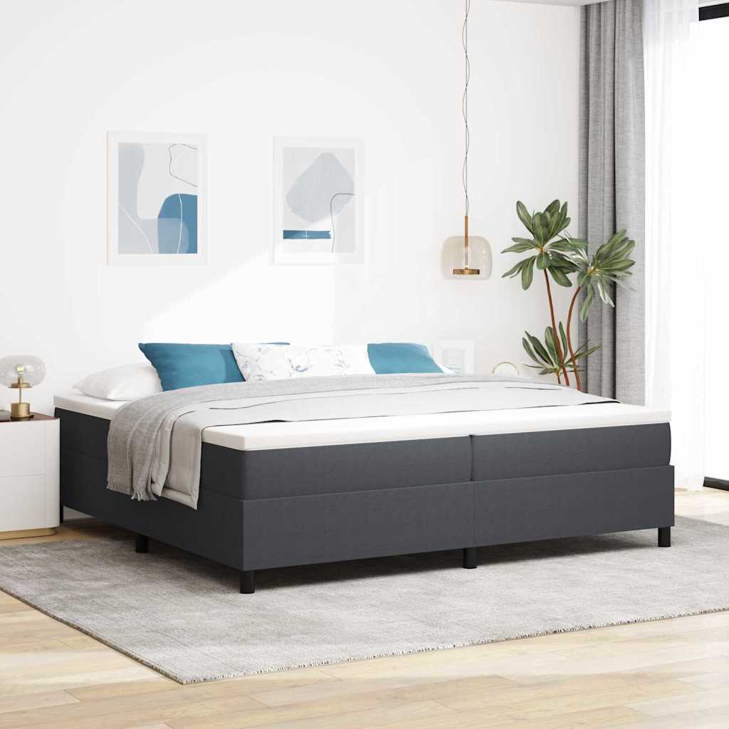 Krevet s opruga kutije Tamno siva i bijela 200 x 200 cm