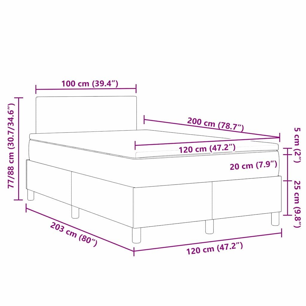 Krevet s opruga kutije s uzglavljem Krema i bijela 120 x 200 cm
