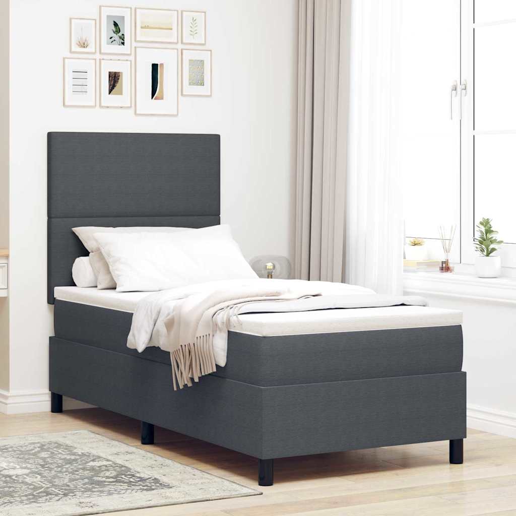 Krevet s opruga kutije Tamno siva i bijela 90 x 200 cm